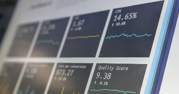 Data reporting dashboard on a laptop screen