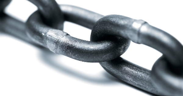 grey metal chain on white background