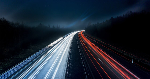 Light Trails on Highway at Night