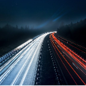 Light Trails on Highway at Night